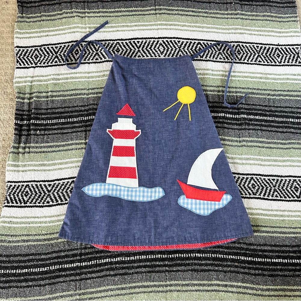 Vintage denim lighthouse wrap skirt - reversible size S 1960s/1970s